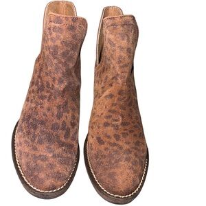 Corkys Girl Leather Depo Brown Animal Print Ankle Booties NEW